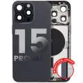 Back Housing W/ Small Pre-Installed Compatible For iPhone 15 Pro Max (International Version) (Used OEM Pull: Grade A) (Black Titanium)