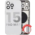Back Housing W/ Small Pre-Installed Compatible For iPhone 15 Pro Max (International Version) (Used OEM Pull: Grade A) (White Titanium)