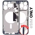 Mid-Frame Housing With Power And Volume Button Compatible For iPhone 15 Pro Max (US Version) (Used OEM Pull: Grade A) (Blue Titanium)