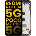 OLED Assembly With Frame Compatible For Xiaomi Redmi Note 14 5G / Poco M7 Pro 5G (Refurbished) (Midnight Black)