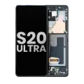 OLED Assembly With Frame Compatible For Samsung Galaxy S20 Ultra 5G (Used OEM Pull: Grade A) (Cosmic Black)