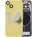 Back Glass With Steel Plate With Wireless NFC Charging MagSafe Magnet & Flashlight Flex Compatible For iPhone 14 (Used OEM Pull: Grade B) (Yellow)