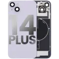 Back Glass With Steel Plate With Wireless NFC Charging MagSafe Magnet & Flashlight Flex Compatible For iPhone 14 Plus (Used OEM Pull: Grade B) (Purple)