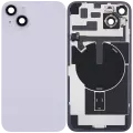 Back Glass With Steel Plate With Wireless NFC Charging MagSafe Magnet & Flashlight Flex Compatible For iPhone 14 Plus (Used OEM Pull: Grade B) (Purple)