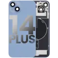 Back Glass With Steel Plate With Wireless NFC Charging MagSafe Magnet & Flashlight Flex Compatible For iPhone 14 Plus (Used OEM Pull: Grade B) (Blue)