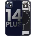 Back Glass With Steel Plate With Wireless NFC Charging MagSafe Magnet & Flashlight Flex Compatible For iPhone 14 Plus (Used OEM Pull: Grade B) (Midnight)