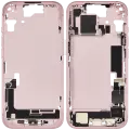 Mid-Frame Housing  W/ Charging Port Flex & Small Parts  For iPhone 15 (EU / Global Version) (Used OEM Pull: Grade B) (Pink)