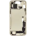 Mid-Frame Housing  W/ Charging Port Flex & Small Parts  For iPhone 15 Plus (EU / Global Version) (Used OEM Pull: Grade B) (Yellow)