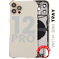 Back Housing W/ Charging Port Flex & Small Parts  For iPhone 12 Pro (EU / Global Version) (Used OEM Pull: Grade C) (Gold)