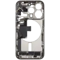 Mid-Frame Housing  W/ Charging Port Flex & Small Parts  For iPhone 15 Pro (US Version) (Used OEM Pull: Grade C) (Natural Titanium)