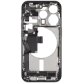 Mid-Frame Housing  W/ Charging Port Flex & Small Parts  For iPhone 15 Pro (US Version) (Used OEM Pull: Grade C) (Black Titanium)
