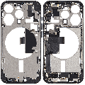 Mid-Frame Housing  W/ Charging Port Flex & Small Parts  For iPhone 15 Pro (US Version) (Used OEM Pull: Grade B) (Black Titanium)