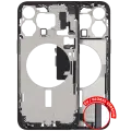 Mid-Frame Housing  W/ Charging Port Flex & Small Parts  For iPhone 15 Pro Max (EU / Global Version) (Used OEM Pull: Grade C) (Black Titanium)