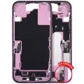 Mid-Frame Housing  W/ Charging Port Flex & Small Parts  For iPhone 16 (US Version) (Used OEM Pull: Grade A) (Pink)