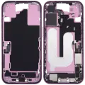 Mid-Frame Housing  W/ Charging Port Flex & Small Parts  For iPhone 16 (US Version) (Used OEM Pull: Grade A) (Pink)