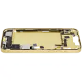 Mid-Frame Housing  W/ Charging Port Flex & Small Parts  For iPhone 14 Plus (US Version) (Used OEM Pull: Grade A) (Yellow)
