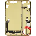Mid-Frame Housing  W/ Charging Port Flex & Small Parts  For iPhone 14 Plus (US Version) (Used OEM Pull: Grade B) (Yellow)
