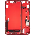 Mid-Frame Housing  W/ Charging Port Flex & Small Parts  For iPhone 14 Plus (US Version) (Used OEM Pull: Grade C) (Red)