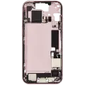 Mid-Frame Housing  W/ Charging Port Flex & Small Parts  For iPhone 15 (US Version) (Used OEM Pull: Grade B) (Pink)