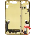 Mid-Frame Housing  W/ Charging Port Flex & Small Parts  For iPhone 14 (US Version) (Used OEM Pull: Grade A) (Yellow)