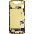 Mid-Frame Housing  W/ Charging Port Flex & Small Parts  For iPhone 14 (US Version) (Used OEM Pull: Grade A) (Yellow)