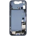 Mid-Frame Housing  W/ Charging Port Flex & Small Parts  For iPhone 14 (US Version) (Used OEM Pull: Grade B) (Blue)