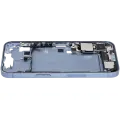 Mid-Frame Housing  W/ Charging Port Flex & Small Parts  For iPhone 14 (US Version) (Used OEM Pull: Grade B) (Blue)