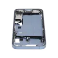 Mid-Frame Housing  W/ Charging Port Flex & Small Parts  For iPhone 14 (US Version) (Used OEM Pull: Grade B) (Blue)