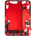 Mid-Frame Housing  W/ Charging Port Flex & Small Parts  For iPhone 14 (US Version) (Used OEM Pull: Grade B) (Red)