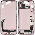 Mid-Frame Housing  W/ Charging Port Flex & Small Parts  For iPhone 15 Plus (US Version) (Used OEM Pull: Grade C) (Pink)