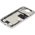 Mid-Frame Housing  W/ Charging Port Flex & Small Parts  For iPhone 16 Pro (US Version) (Used OEM Pull: Grade C) (White Titanium)