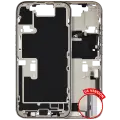 Mid-Frame Housing  W/ Charging Port Flex & Small Parts  For iPhone 16 Pro (US Version) (Used OEM Pull: Grade B) (White Titanium)