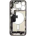 Mid-Frame Housing  W/ Charging Port Flex & Small Parts  For iPhone 15 Pro Max (US Version) (Used OEM Pull: Grade C) (White Titanium)
