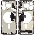 Mid-Frame Housing  W/ Charging Port Flex & Small Parts  For iPhone 15 Pro Max (US Version) (Used OEM Pull: Grade B) (White Titanium)
