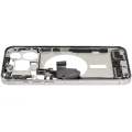 Mid-Frame Housing  W/ Charging Port Flex & Small Parts  For iPhone 15 Pro Max (US Version) (Used OEM Pull: Grade B) (White Titanium)