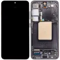 OLED Assembly With Frame For Samsung Galaxy S24 5G (US & International Version) (Used OEM Pull: Grade A) (Onyx Black)
