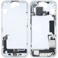 Mid-Frame Housing  W/ Charging Port Flex & Small Parts  For iPhone 15 (US Version) (Used OEM Pull: Grade B) (Blue)