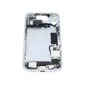 Mid-Frame Housing  W/ Charging Port Flex & Small Parts  For iPhone 15 (US Version) (Used OEM Pull: Grade B) (Blue)