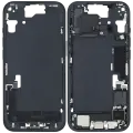Mid-Frame Housing  W/ Charging Port Flex & Small Parts  For iPhone 15 (US Version) (Used OEM Pull: Grade A) (Black)