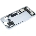 Mid-Frame Housing  W/ Charging Port Flex & Small Parts  For iPhone 15 (US Version) (Used OEM Pull: Grade A) (Blue)