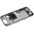 Mid-Frame Housing  W/ Charging Port Flex & Small Parts  For iPhone 16 Pro (EU / Global Version) (Used OEM Pull: Grade B) (White Titanium)