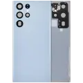 Back Cover Glass With Camera Lens For Samsung Galaxy S22 Ultra 5G (No Logo) (Aftermarket Plus) (Sky Blue)