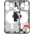 Mid-Frame Housing  W/ Charging Port Flex & Small Parts  For iPhone 15 Pro (US Version) (Used OEM Pull: Grade C) (White Titanium)