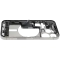 Mid-Frame Housing  W/ Charging Port Flex & Small Parts  For iPhone 15 Pro (US Version) (Used OEM Pull: Grade C) (White Titanium)