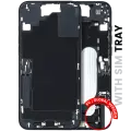 Mid-Frame Housing  W/ Charging Port Flex & Small Parts  For iPhone 16 Plus (EU / Global Version) (Used OEM Pull: Grade A) (Black)