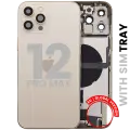 Back Housing W/ Charging Port Flex & Small Parts  For iPhone 12 Pro Max (EU / Global Version) (Used OEM Pull: Grade A) (Gold)