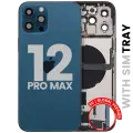 Back Housing W/ Charging Port Flex & Small Parts  For iPhone 12 Pro Max (EU / Global Version) (Used OEM Pull: Grade A) (Pacific Blue)
