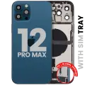 Back Housing W/ Charging Port Flex & Small Parts  For iPhone 12 Pro Max (EU / Global Version) (Used OEM Pull: Grade B) (Pacific Blue)
