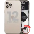 Back Housing W/ Charging Port Flex & Small Parts  For iPhone 12 Pro Max (US Version) (Used OEM Pull: Grade C) (Gold)