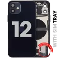 Back Housing W/ Charging Port Flex & Small Parts  For iPhone 12 (EU / Global Version) (Used OEM Pull: Grade A) (Black)